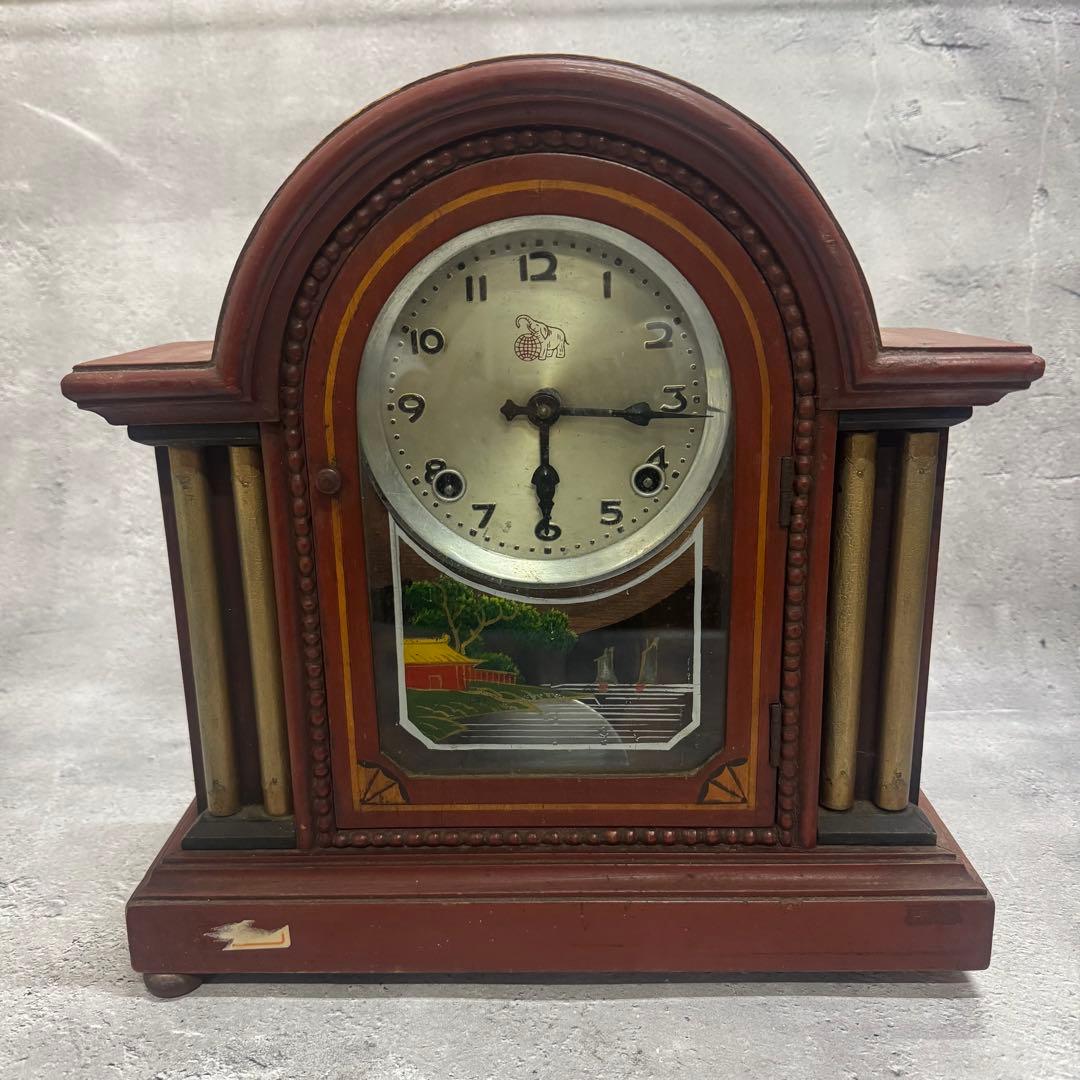 イングランドコラムウッドマントル クロック アンティーク 振り子時計