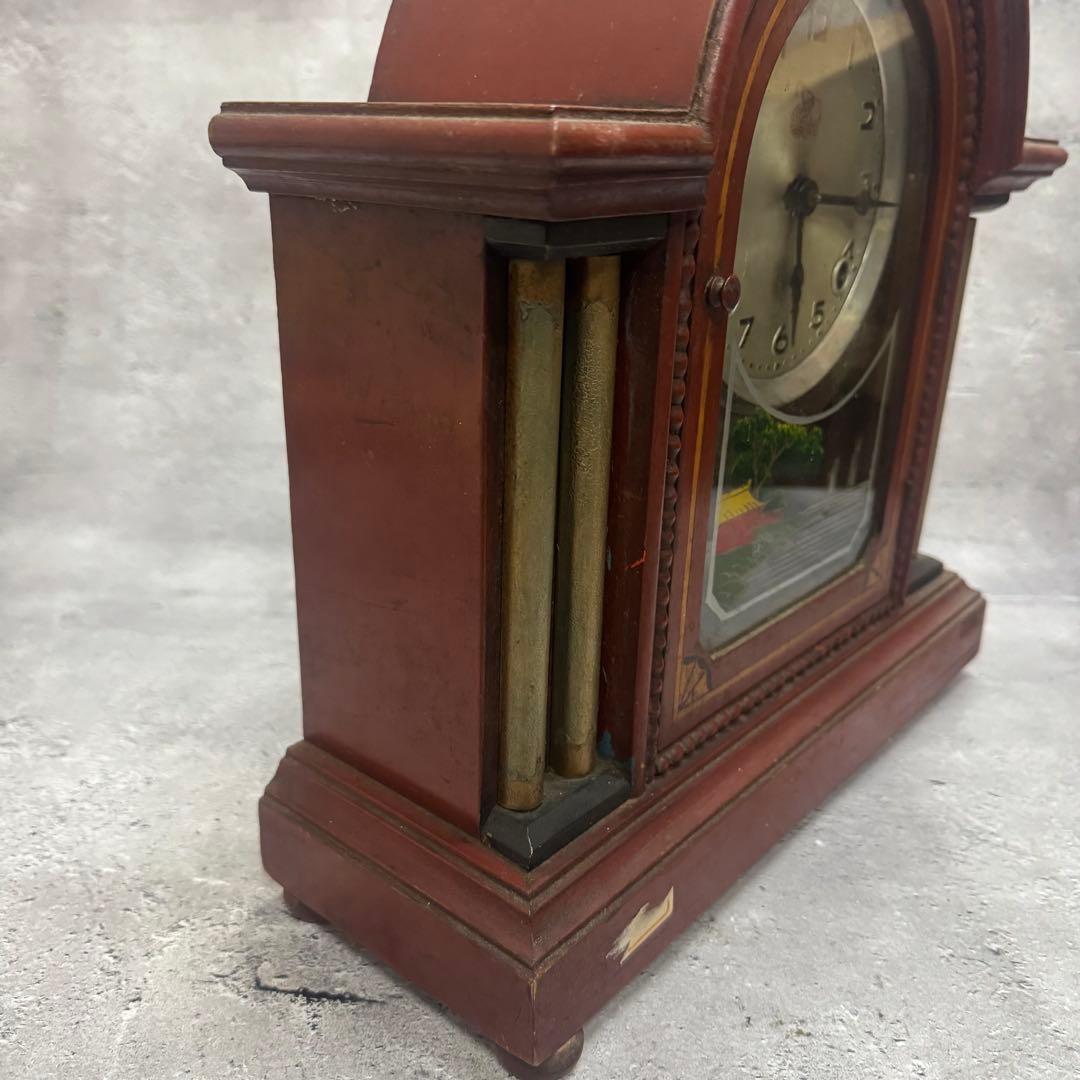 イングランドコラムウッドマントル クロック アンティーク 振り子時計