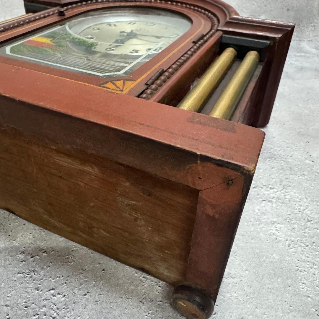 イングランドコラムウッドマントル クロック アンティーク 振り子時計