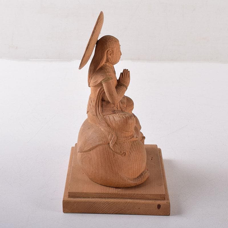 mi　仏教美術　木彫　普賢菩薩像　仏像　置物　共箱　V　7995