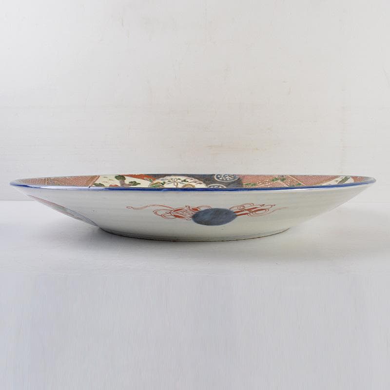 伊万里焼　古伊万里　染錦　人物山水文　大皿　飾皿　直径約46㎝　C　5650C