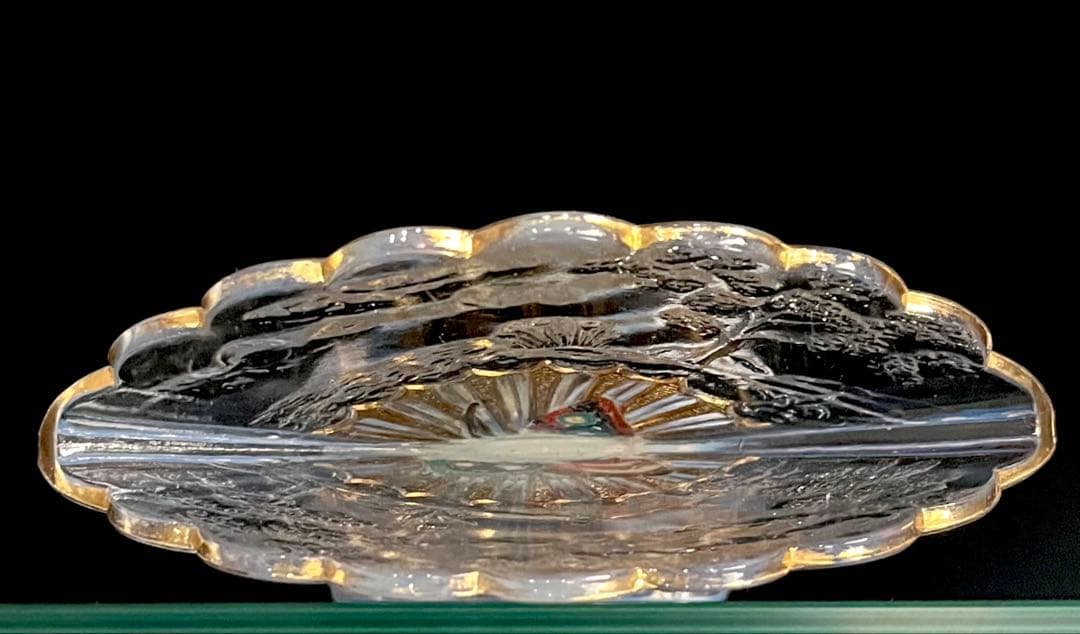 BACCARATバカラ /※極珍品 美品　上級多彩装飾 松蝶図扇形花瓶