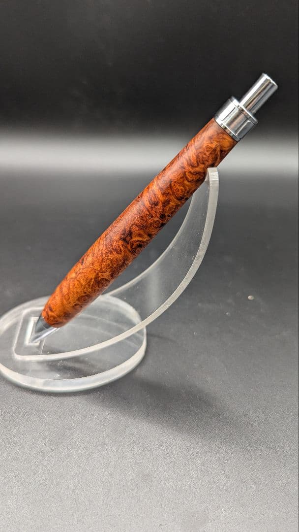 241ペン工房翌檜　特上　本花梨　瘤杢　木軸シャーペン　ボールペン　サポニンあり