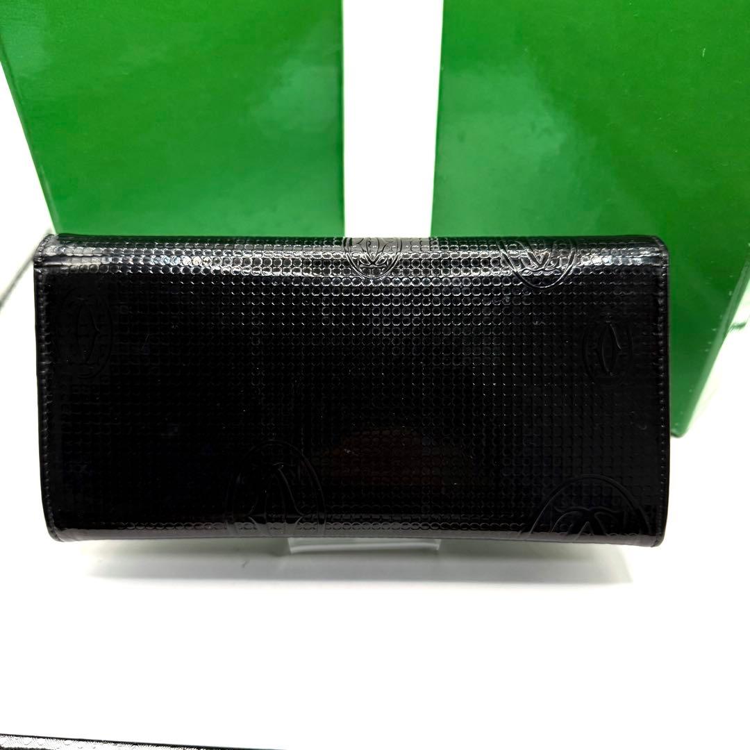 カルティエ 長財布 ハッピーバースデー パテントレザー ロゴ ブラック