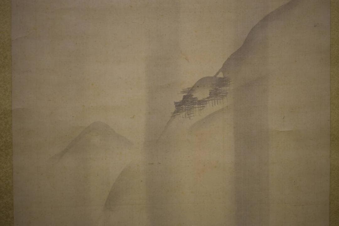 真作/森寛斎/雨中山水図/田家図/布袋屋掛軸HH-269