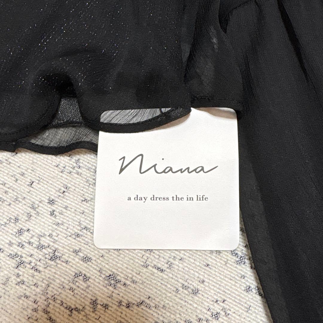 【niana】新品タグ付 シフォンドレス ラメチュール 黒L 結婚式 ブライダル