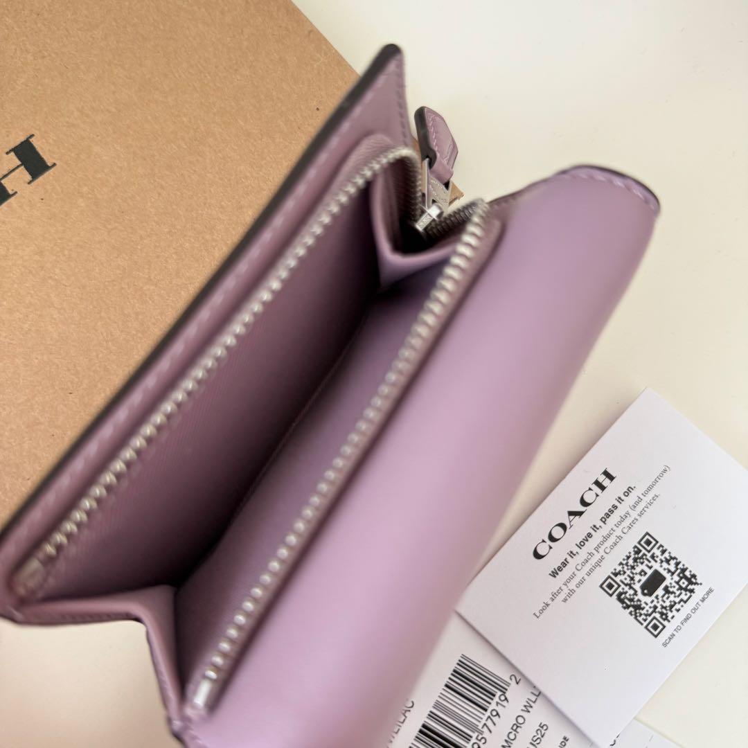 COACH コーチ　折り財布　ライラック　紫色　三つ折り財布　ミニウォレット