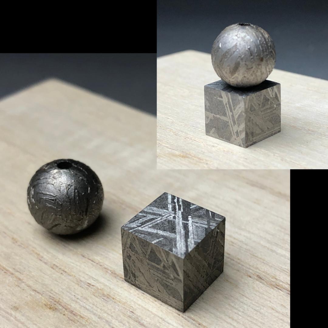 ハ*ル様 アルタイ隕石　 鉄隕石　ギベオン　原石　メテオライト 球体と立方体のセ