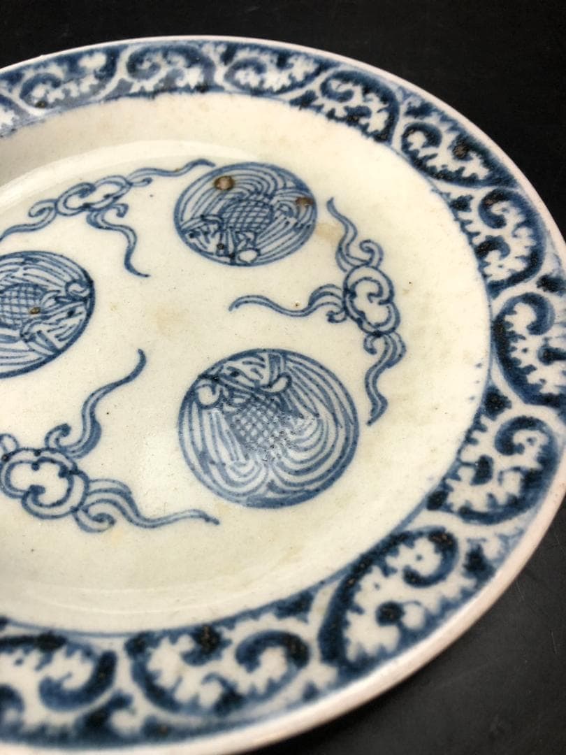 古伊万里 唐草丸散紋 皿 六件 φ16.5cm 旧家蔵出