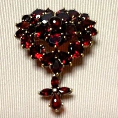 碌山 ラフィネ ガーネット ハート ブローチ ・ ペンダントトップ 2way