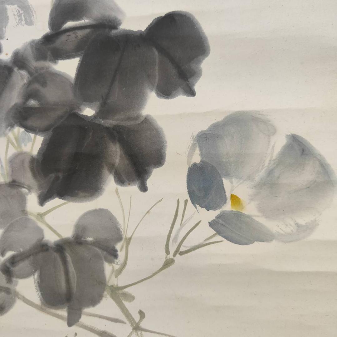 不詳/作者不詳/朝顔図/花/布袋屋掛軸A-451