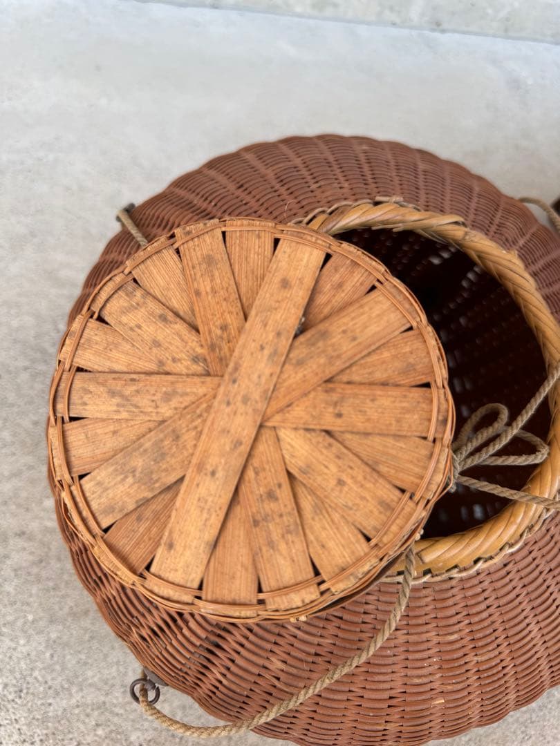 竹製バスケット 籠　胴丸かご　インテリア　2点セット