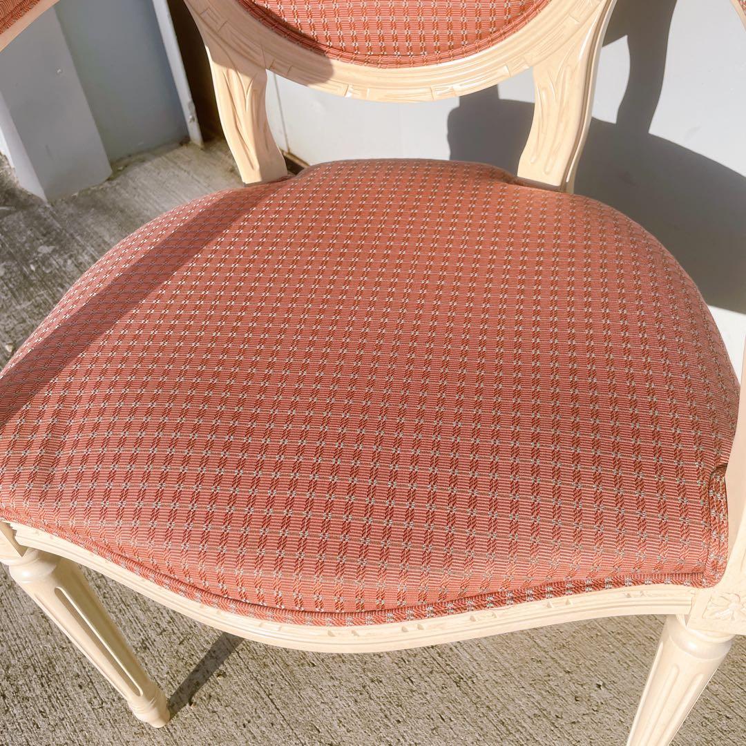 【美品③】ルイ16世様式 フランス華麗チェック織物張 メダリオンアームチェア