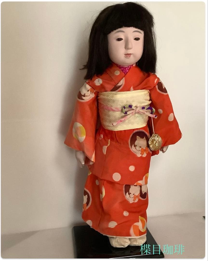 市松人形♪玉秀作♪アンティーク♪着物傷み、顔汚れ、髪乱れ♪約63cm♪訳あり