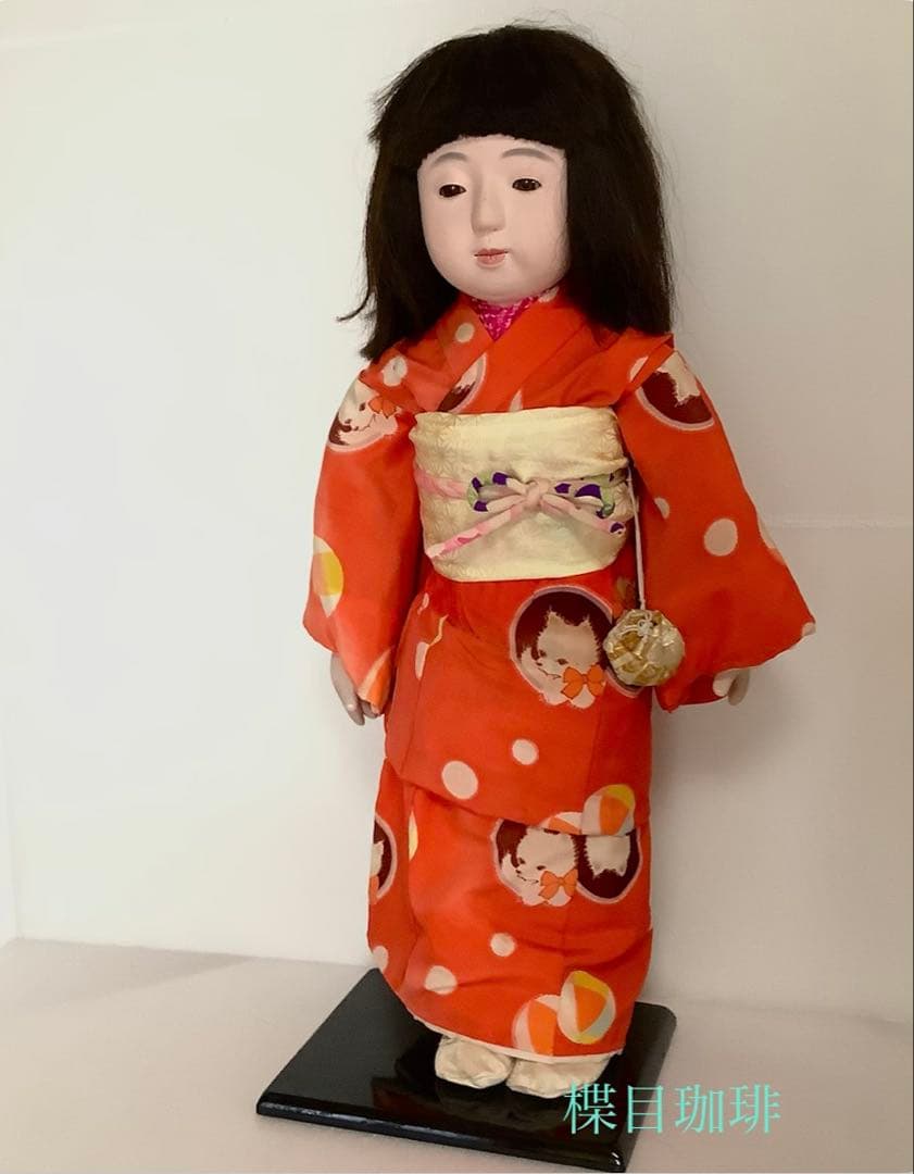 市松人形♪玉秀作♪アンティーク♪着物傷み、顔汚れ、髪乱れ♪約63cm♪訳あり