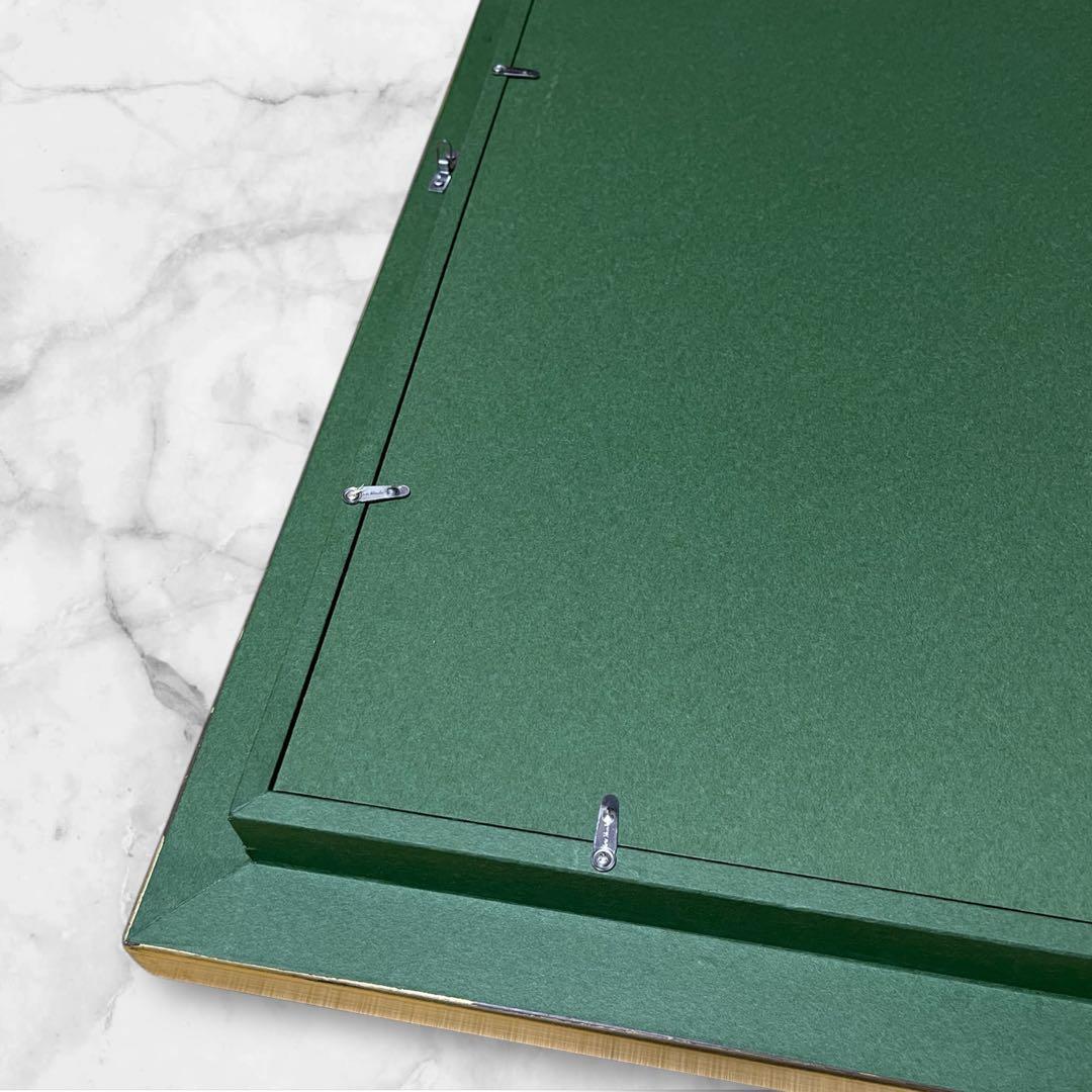 （新品）ゴールドフレーム 油彩額縁 緑色マット付き6号F用