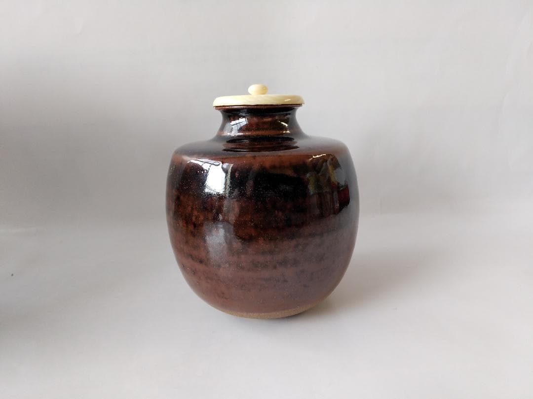 松本鉄山 松本鐵山 大名物写 本能寺文琳茶入 仕覆 朝倉間道 共箱 茶道具 新品