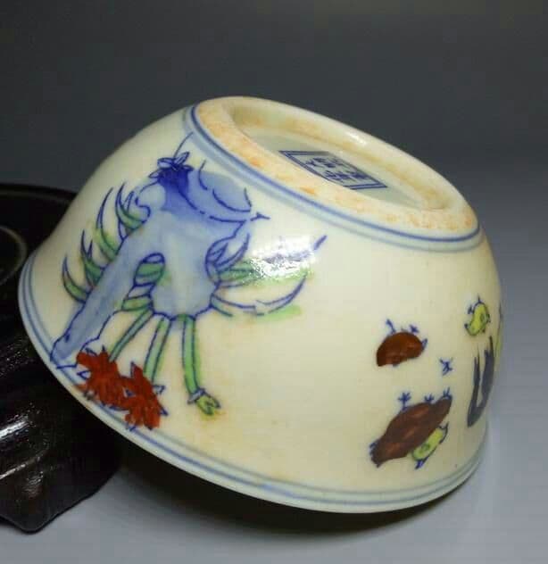 明朝 成化年 鶏図闘彩鶏壺杯9