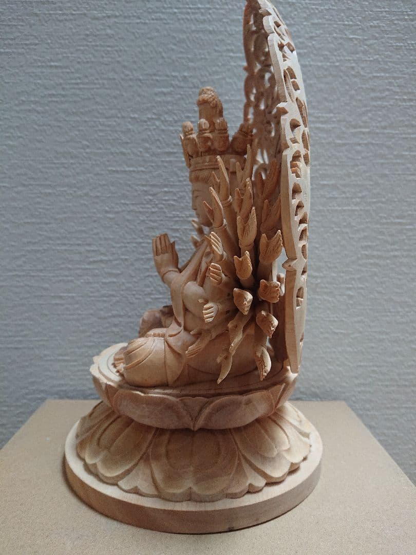総柘植材 千手観音仏像