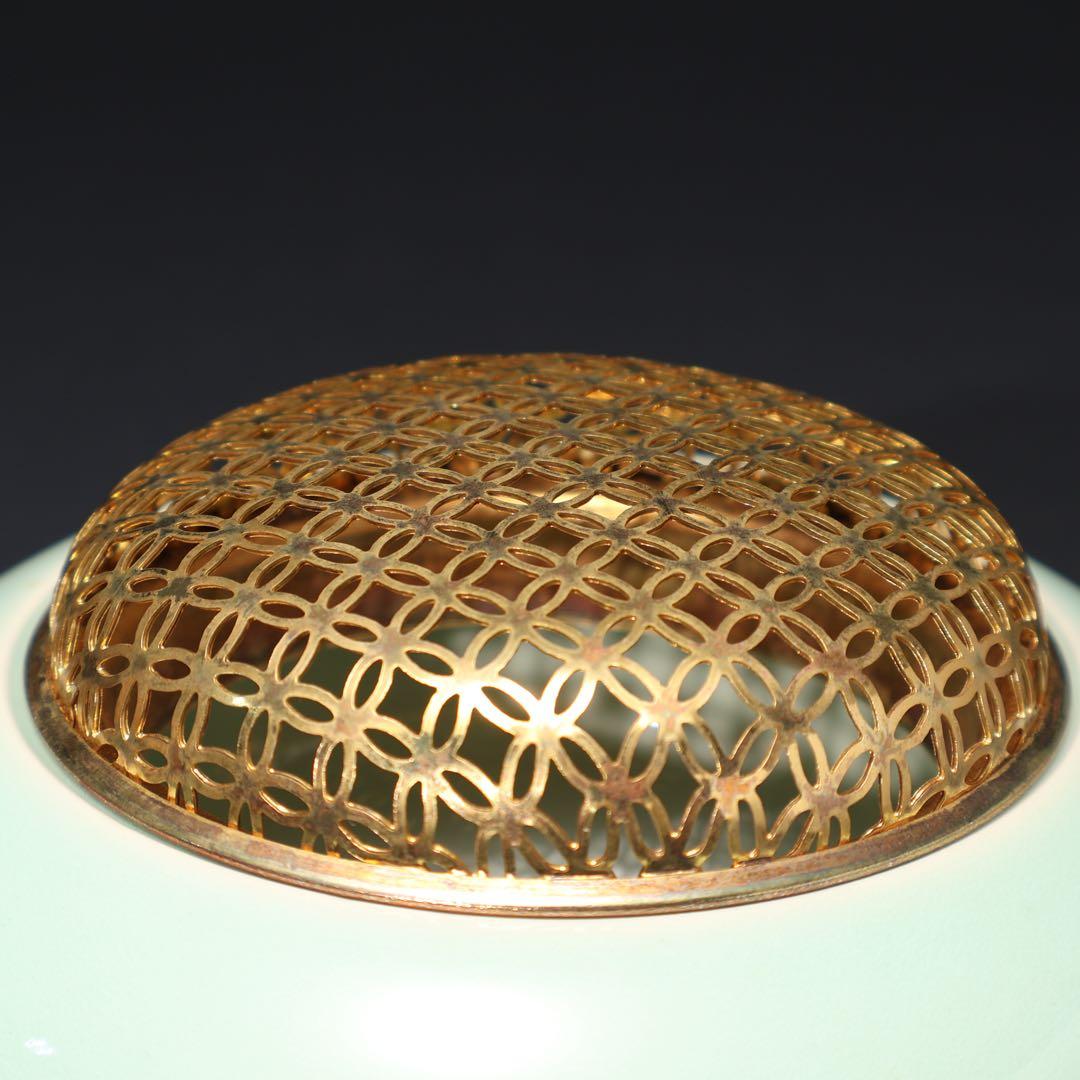 青磁香炉　三枝惣太郎　共箱　香道具　R1522ダN3