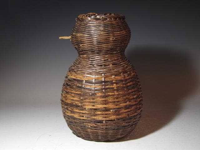 裏千家六代 六閑斎在判 篭花入「端月」八代 又玄斎 一燈追書k549