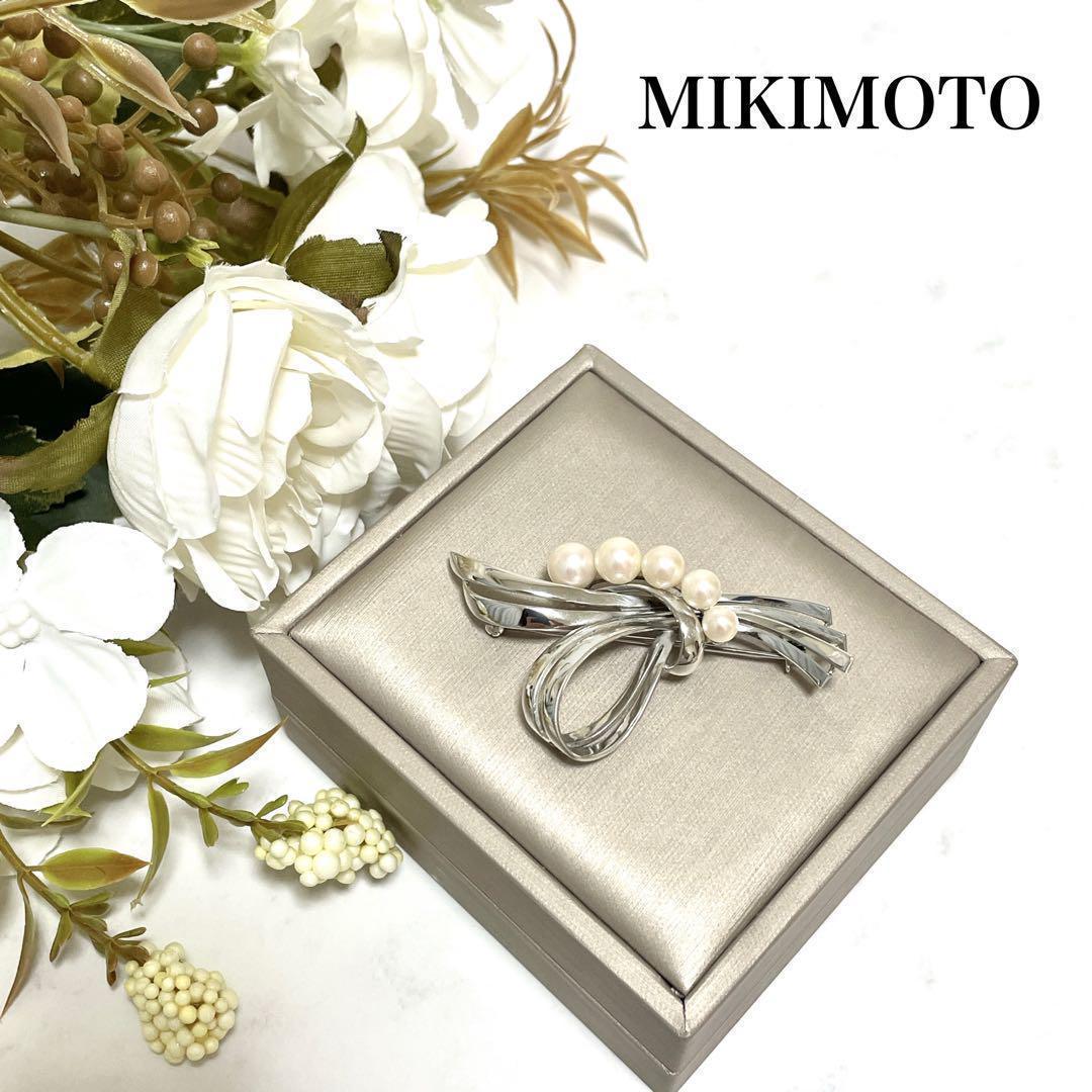 美品✨皇室御用達 ミキモト 本真珠 パール ブローチ アコヤ 5粒 2way