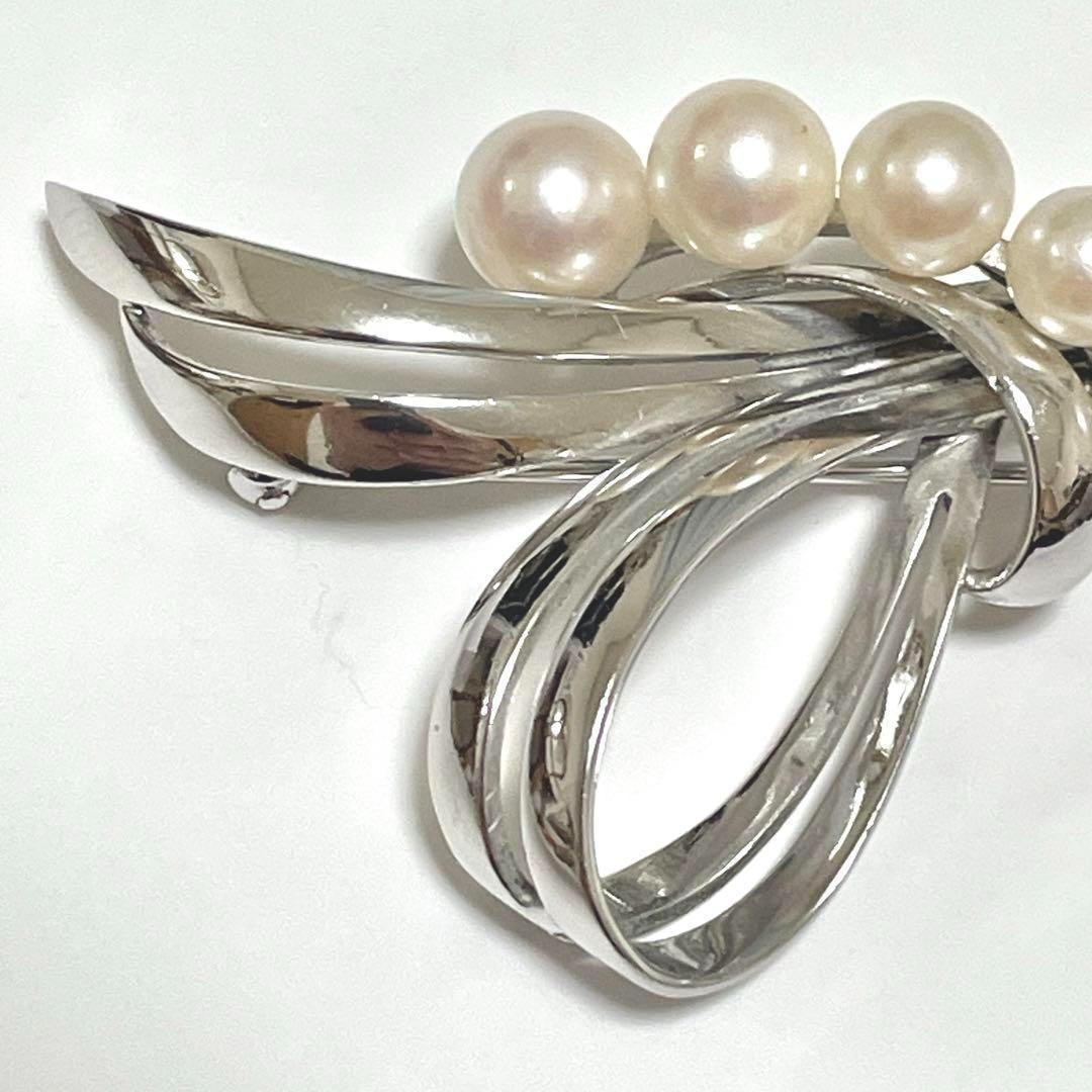 美品✨皇室御用達 ミキモト 本真珠 パール ブローチ アコヤ 5粒 2way