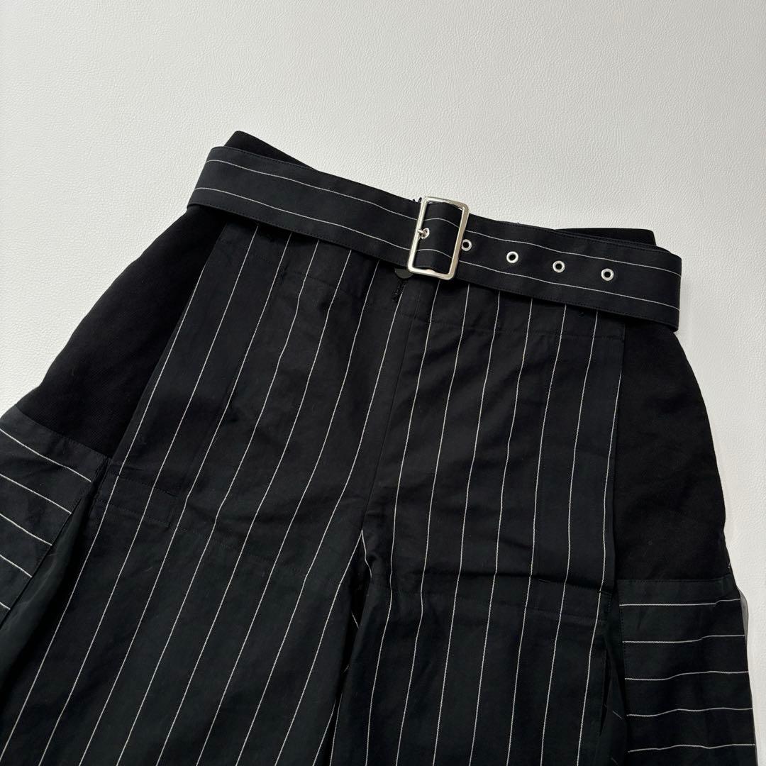 sacai ハーフパンツ ショートパンツ プリーツ　ドッキング　ストライプ　2