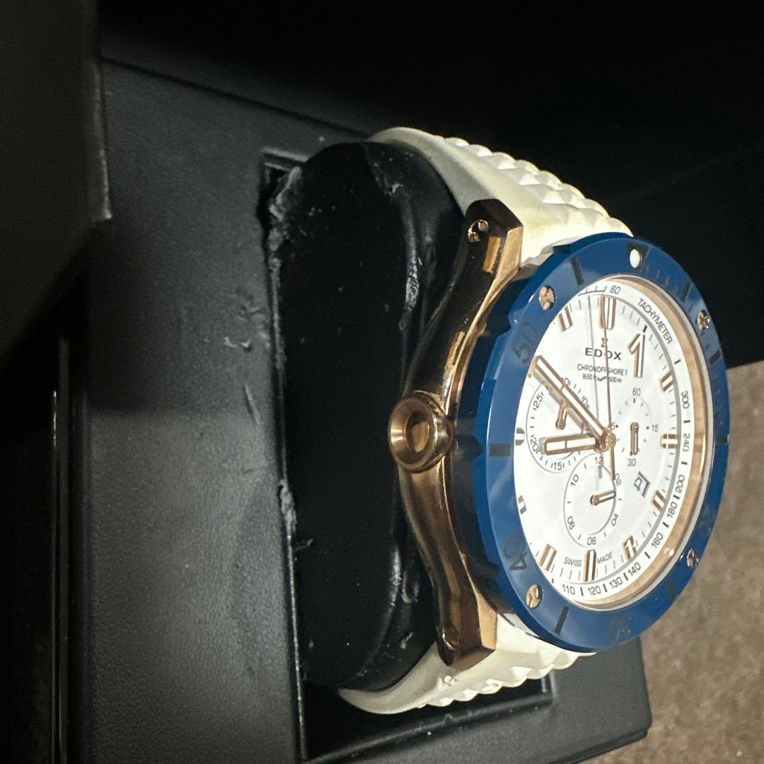 EDOX クロノオフショア1 ホワイト/ブルー/ゴールド