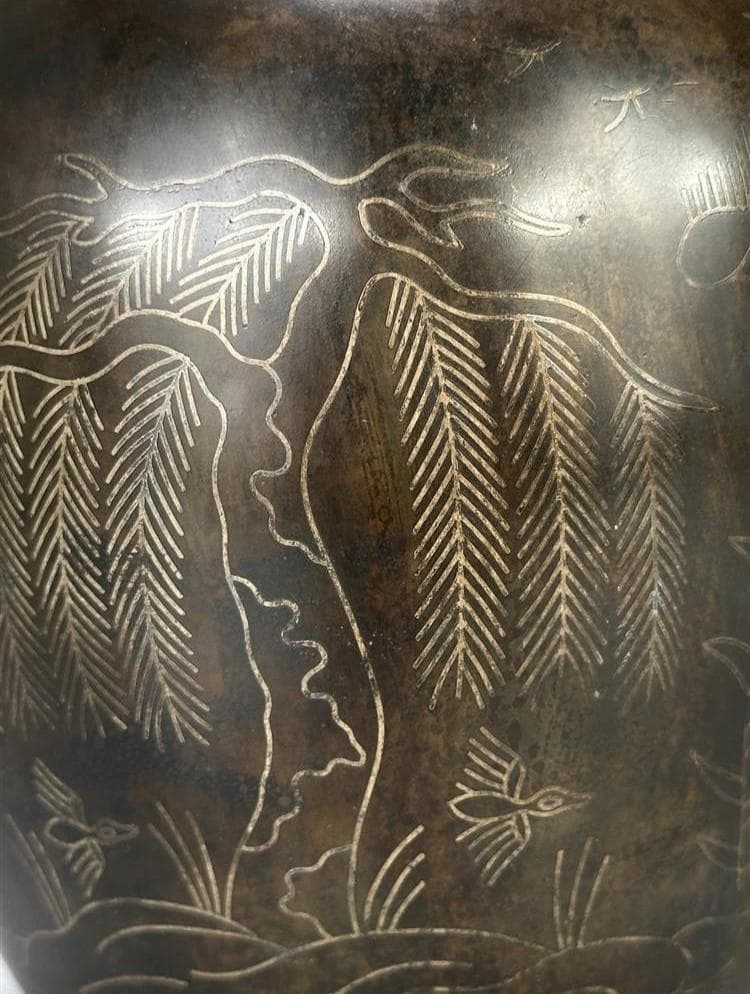 ◆『高麗金銅銀象嵌蒲柳水鳥紋浄瓶』 水瓶◆検）新羅仏 百済仏 高麗仏 仏像