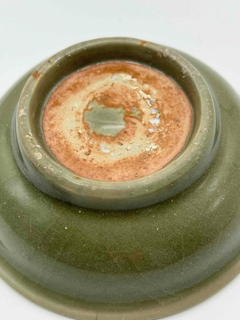 元時代　青磁　龍泉窯茶盞　青磁茶碗 　唐物　古賞物　時代物(D-84)