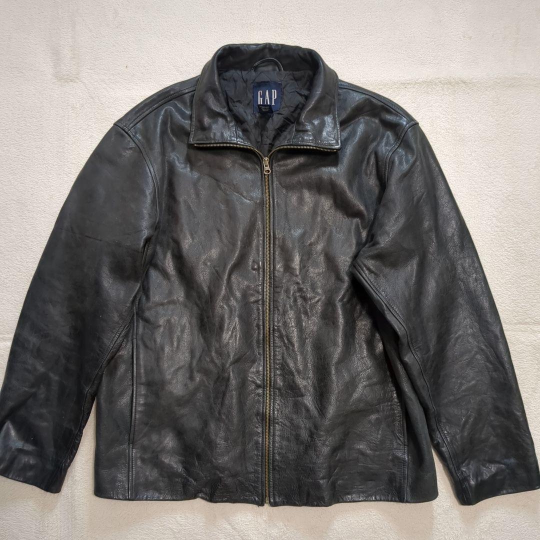 美品 オールドギャップ 牛革 レザージャケット フルジップ XLサイズ ブラック