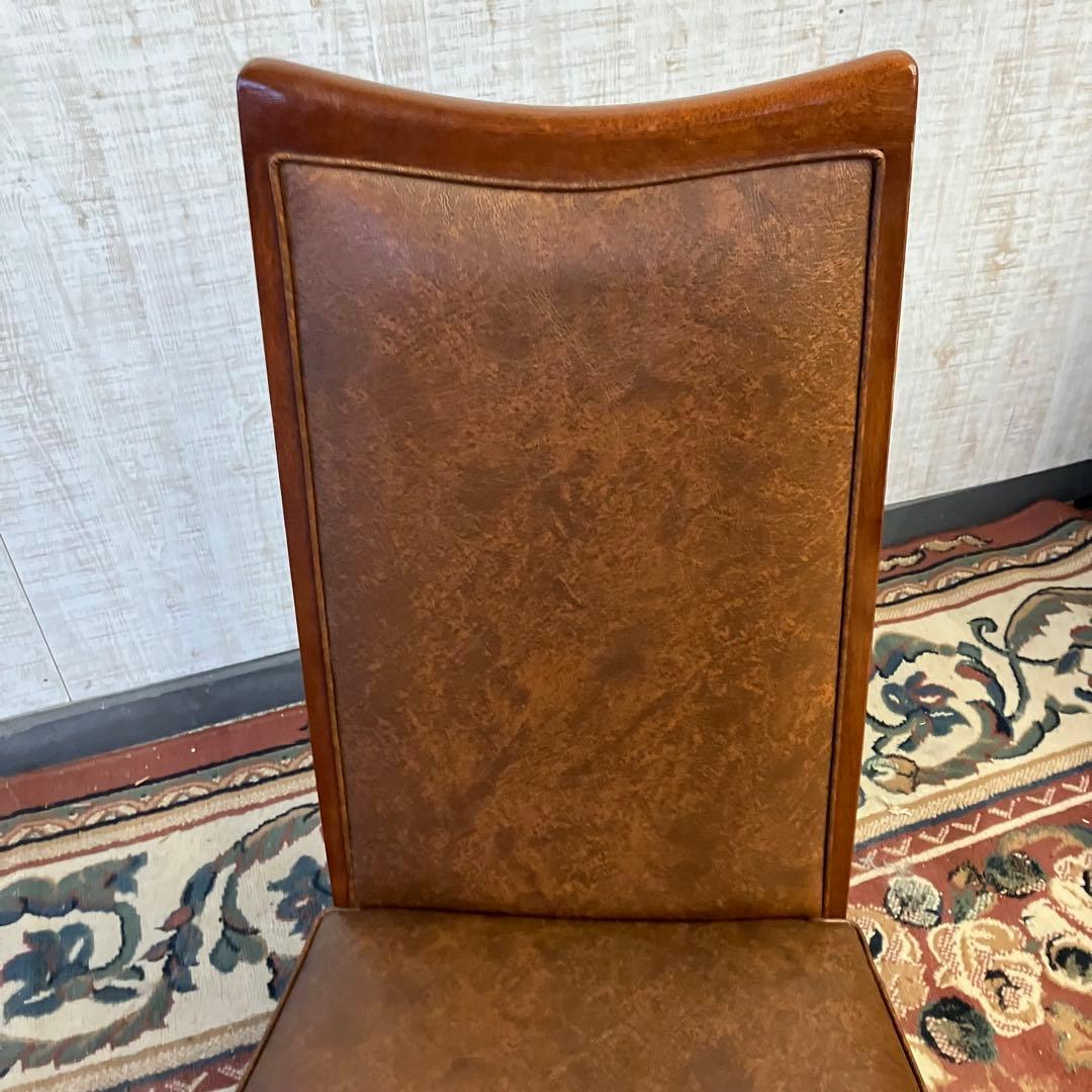 ⑥北欧レトロ マルニ木工 木製椅子 鋲打ちダイニングチェア ロビーチェア 古家具