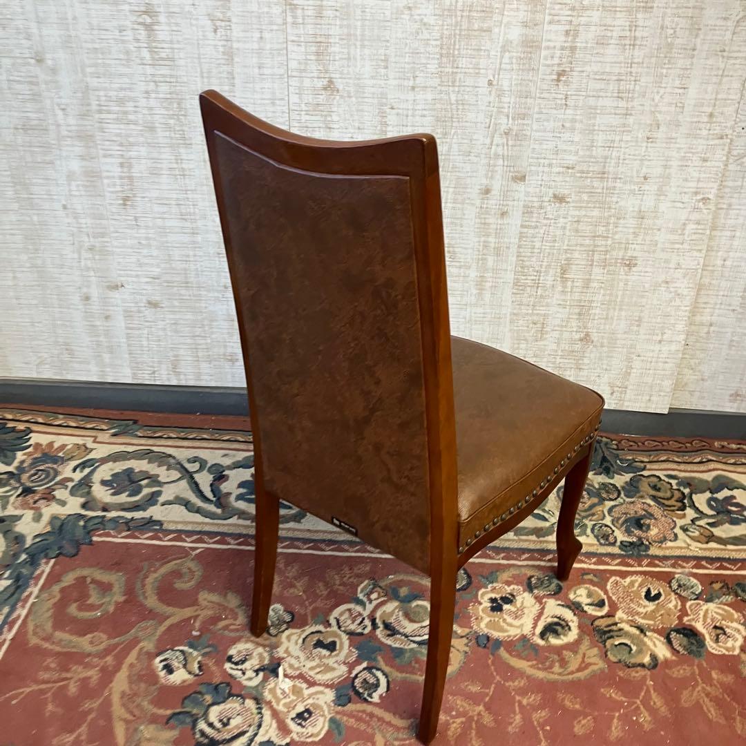 ⑥北欧レトロ マルニ木工 木製椅子 鋲打ちダイニングチェア ロビーチェア 古家具