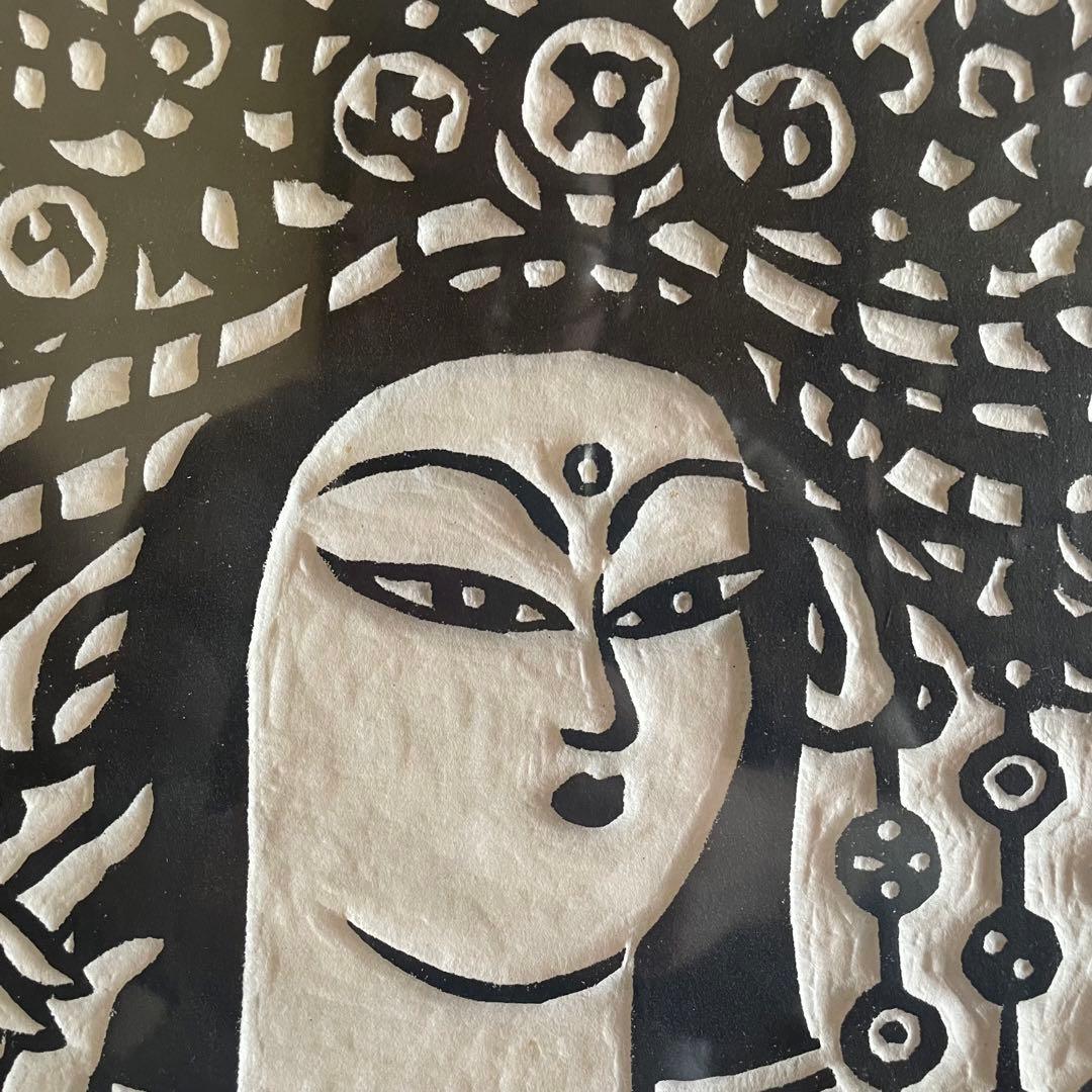 笹島喜平　「吉祥天」　木版画　100/100 師：棟方志功　25.5.3