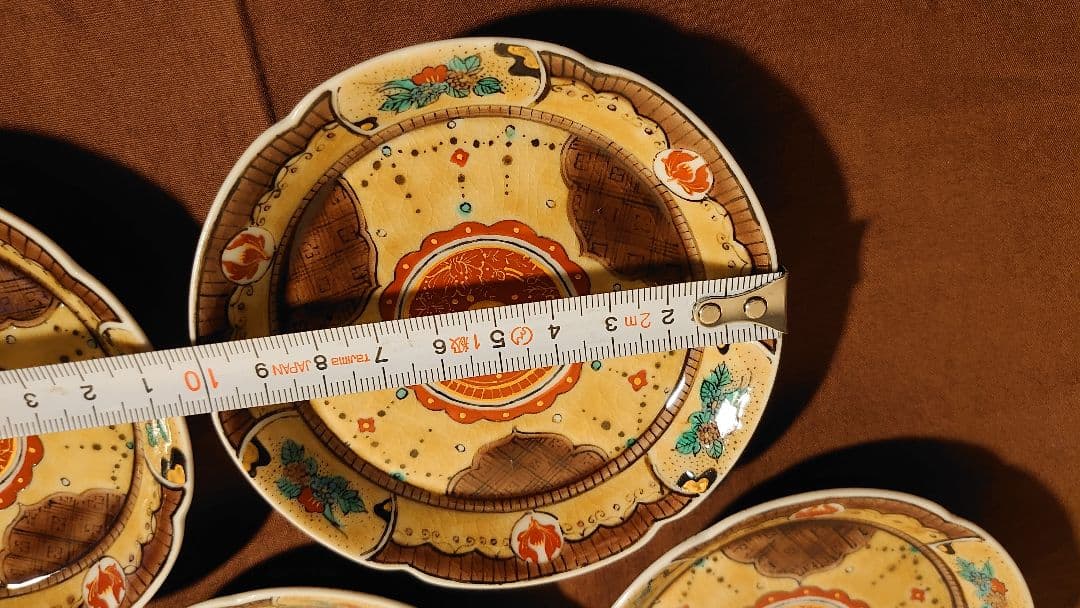 古九谷　九谷焼　青九谷　吉田屋　豆皿　蔵出し　輪華皿　華の図　５種　５客