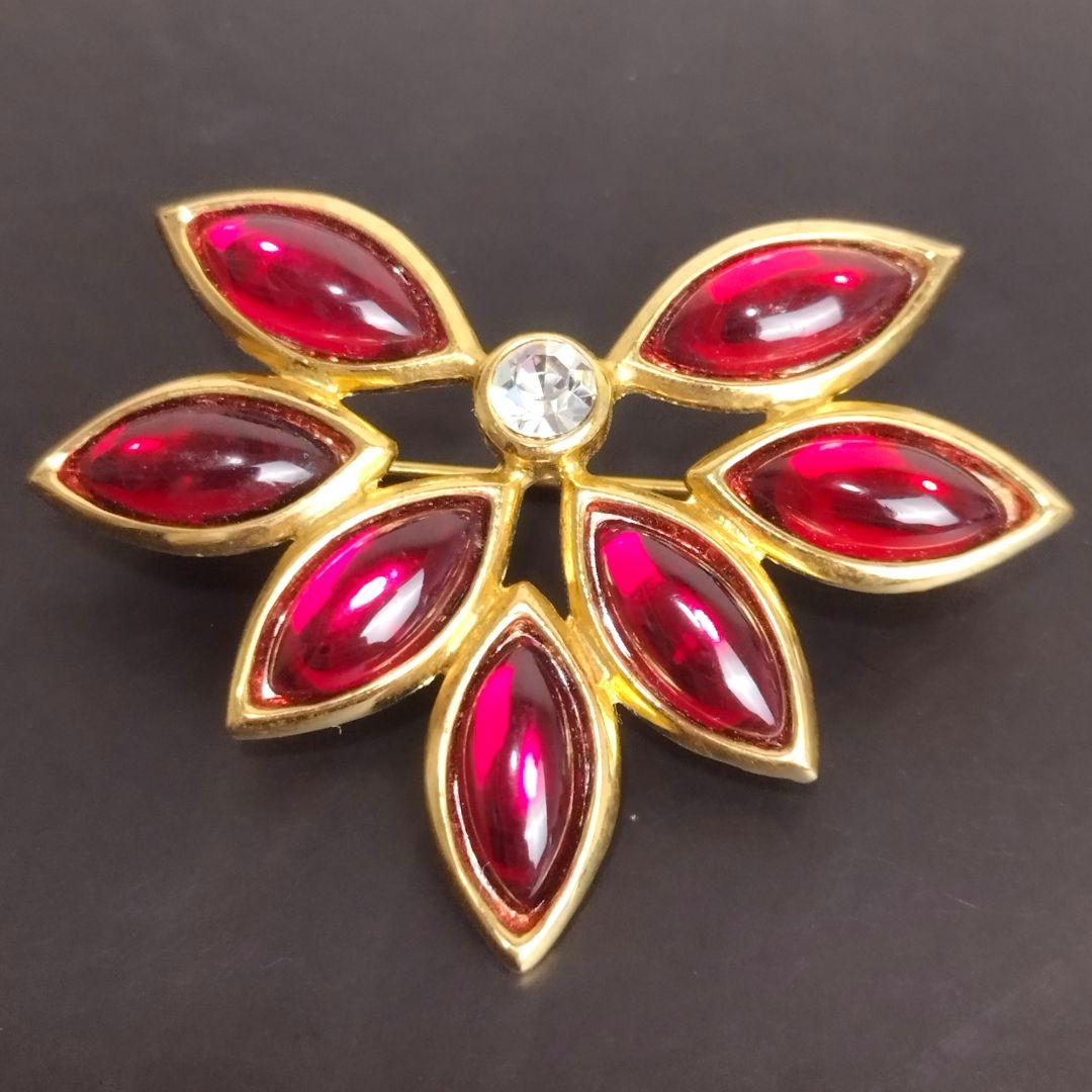 【美品/希少】イヴサンローラン ブローチ カラーストーン ヴィンテージ YSL