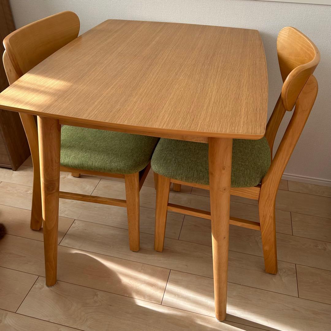 【群馬近郊】　ダイニングテーブル　イス　3点セット　1〜2人用　コンパクト
