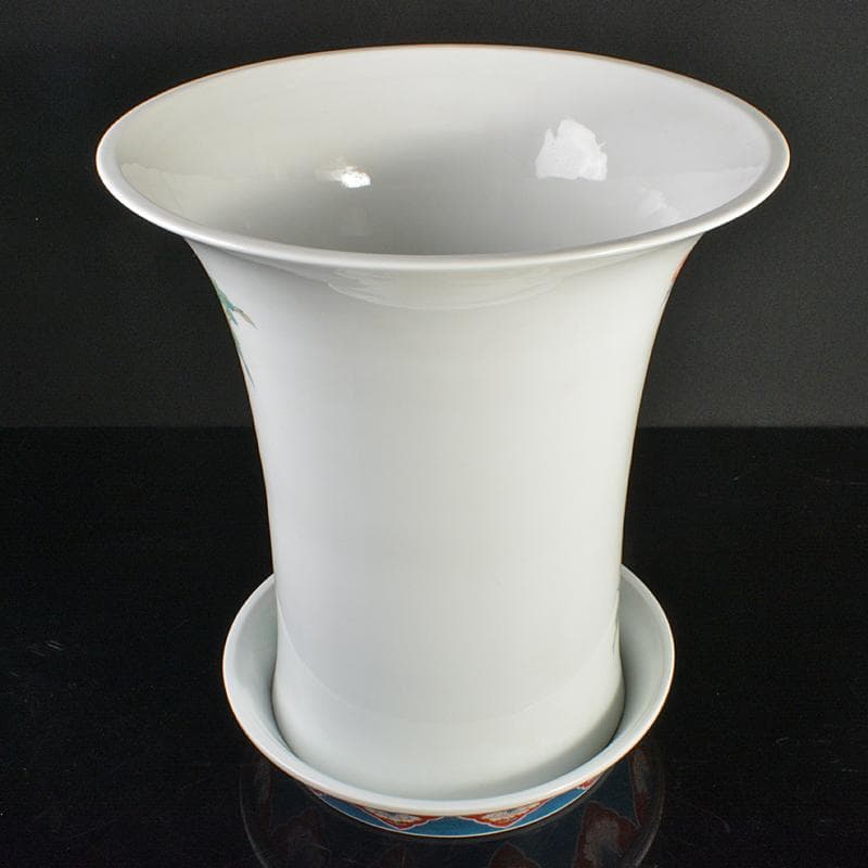 鍋島焼　色鍋島　七代　小笠原藤右衛門作　牡丹文　筒花瓶　共箱　M　R6701B