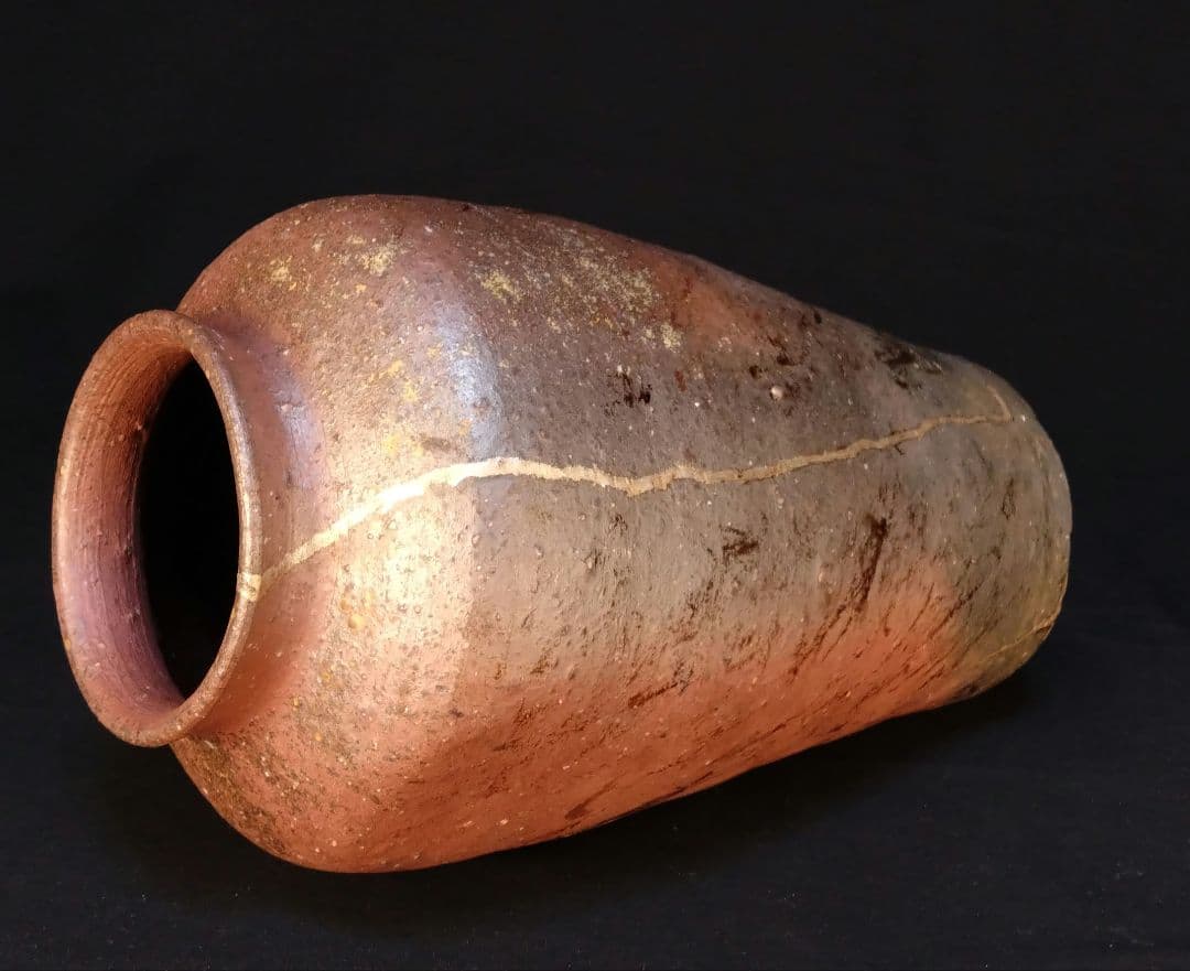 備前焼 南蛮手花生 古備前 錫繕い 漆繕い 古美術 桃山 江戸 花器 壷