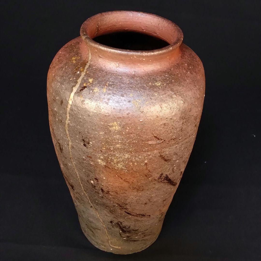 備前焼 南蛮手花生 古備前 錫繕い 漆繕い 古美術 桃山 江戸 花器 壷