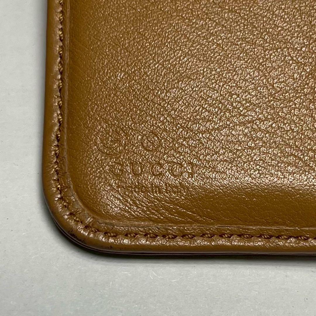 GUCCI グッチ シマ GG柄 二つ折り財布 ラウンドファスナー ブラウン