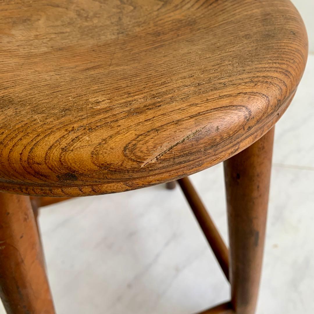 レトロな丸スツール 木製シンプルスツール 昭和レトロ