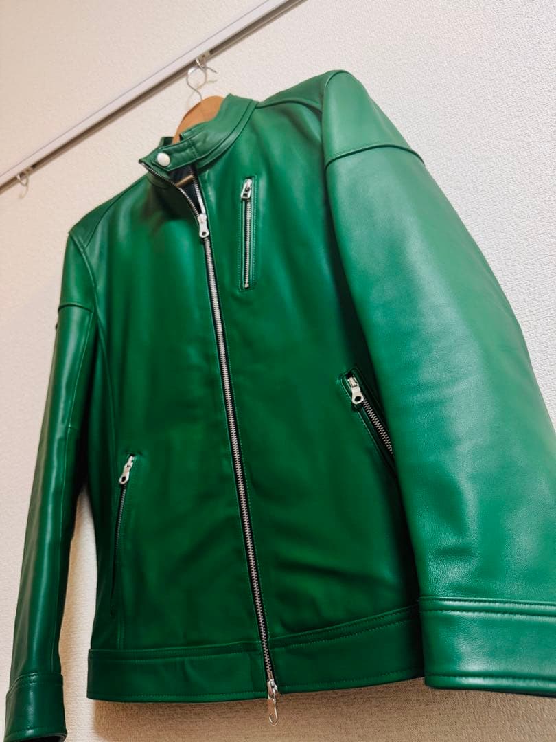 こ*迎様 【美品】ラトルトラップ シングルライダース LL 羊革 緑 シープレザ
