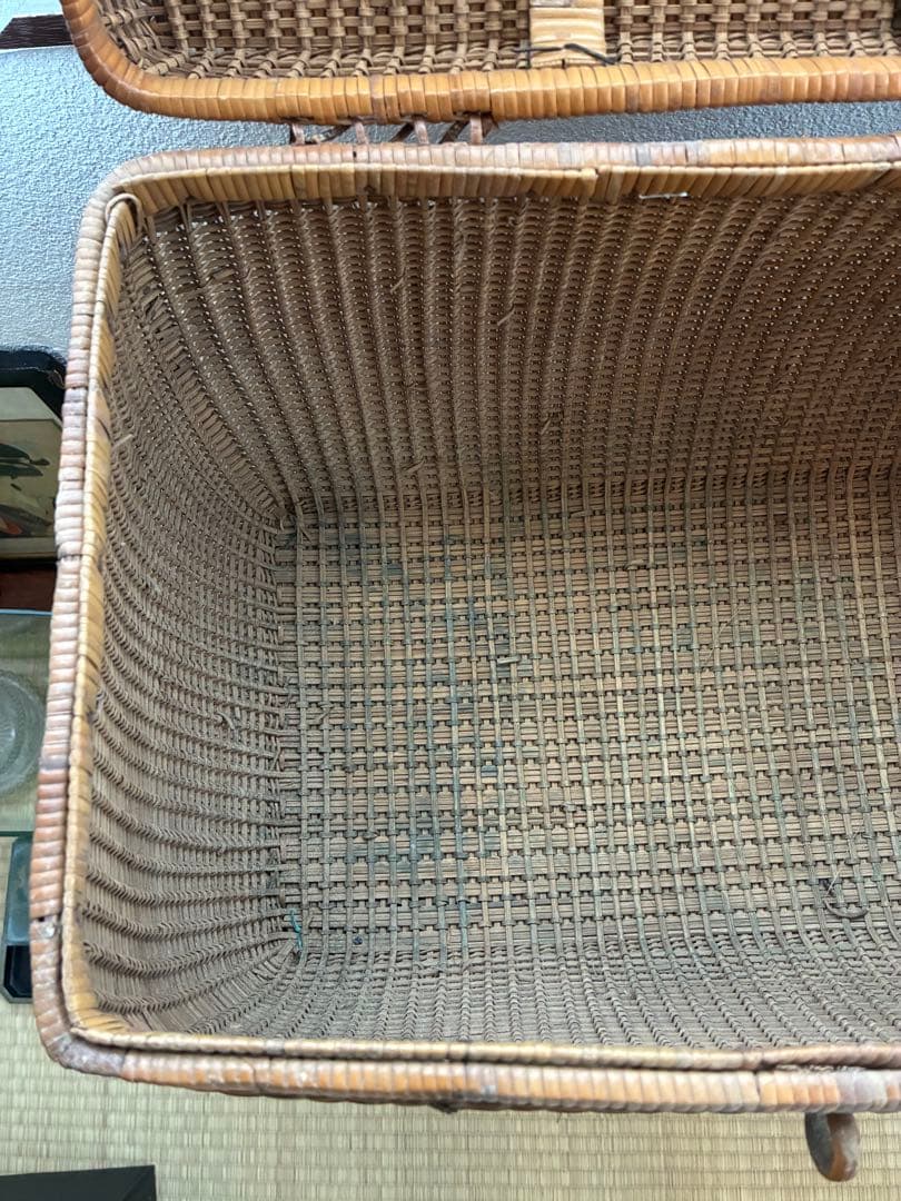 煎茶籠 大正 バスケット 籐編み アンティーク 古道具 籠 antique