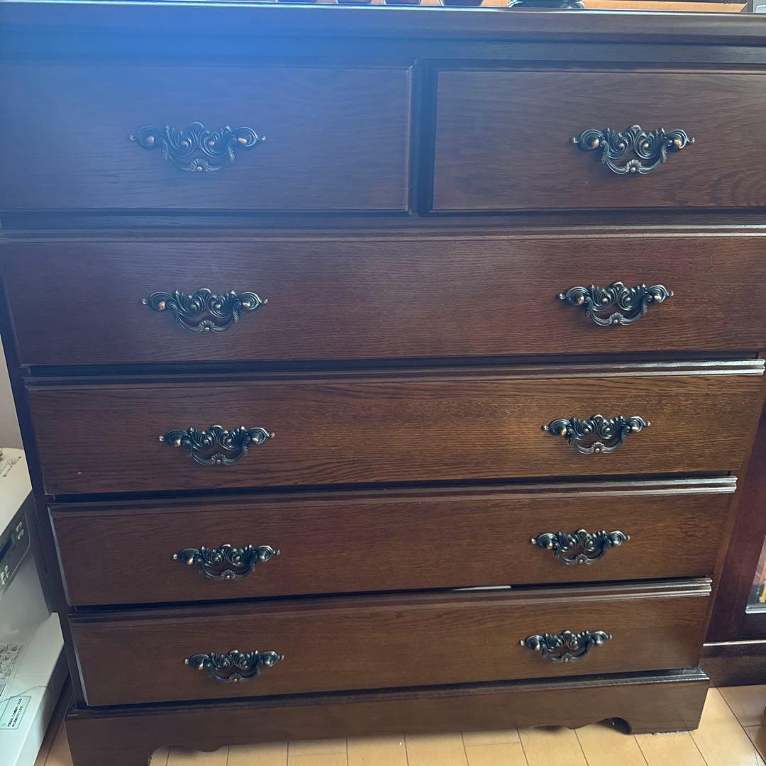 木製民芸箪笥 6引き出し ダークブラウン