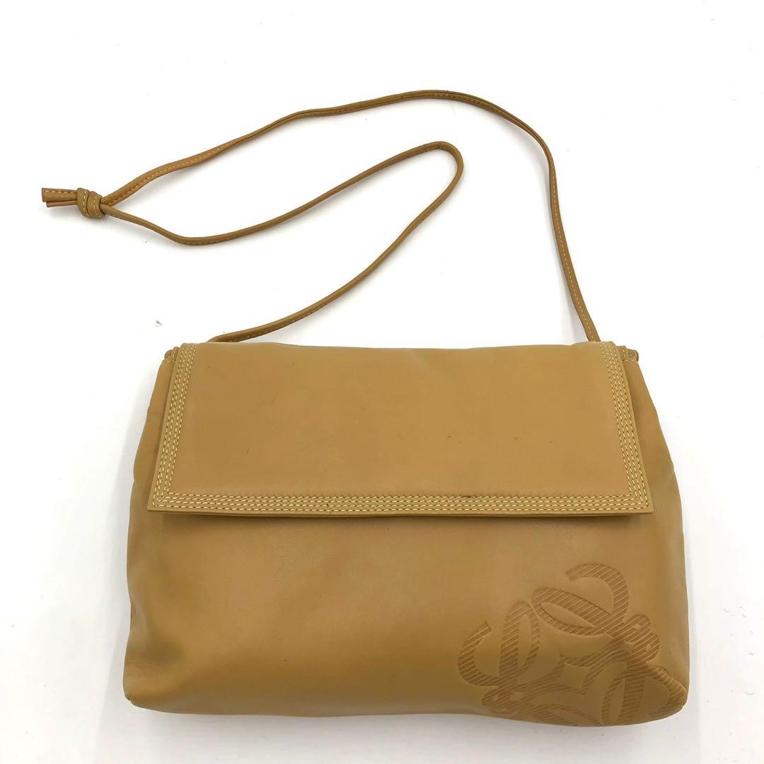 LOEWE ロエベ ショルダーバッグ アナグラム レザー キャメル ヴィンテージ