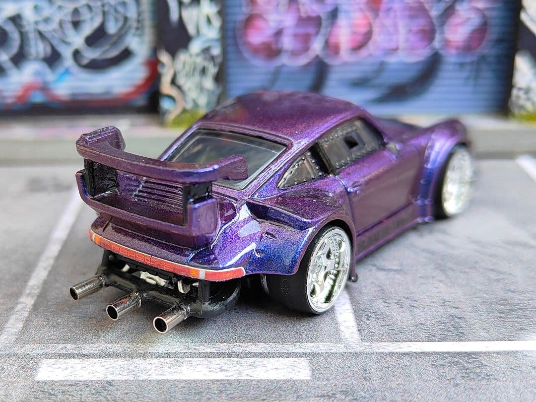 ホットウィールカスタム ポルシェ RWB マジョーラ紫 ✩深リム☆トミカ改造