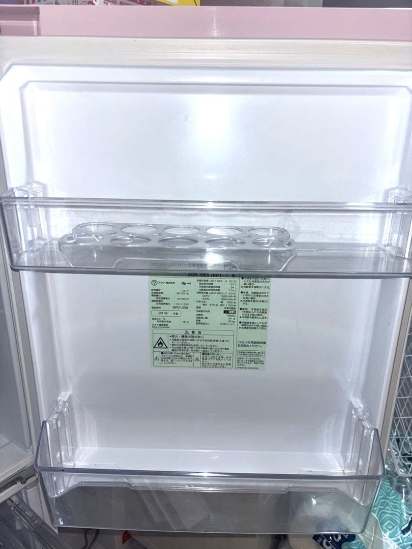 AQUA 冷蔵庫 ピンク　AQR-16E5
