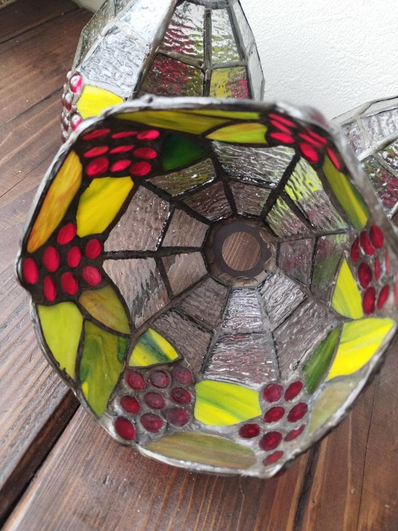 おかきっ子　コード１ｍ3台ダクトレール用プチステンドグラスペンダントランプ